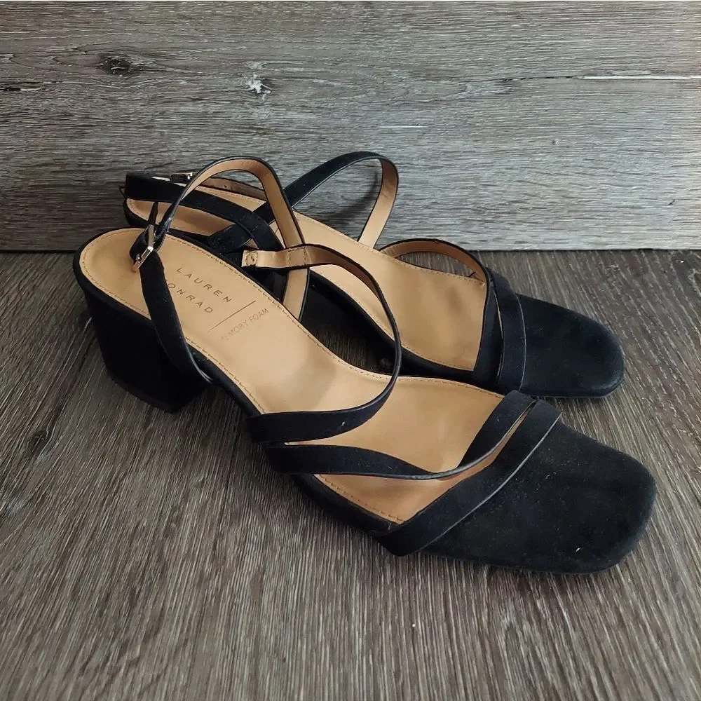 LC Lauren Conrad Emeliah Women's Strappy Sandals- Black, Size 9